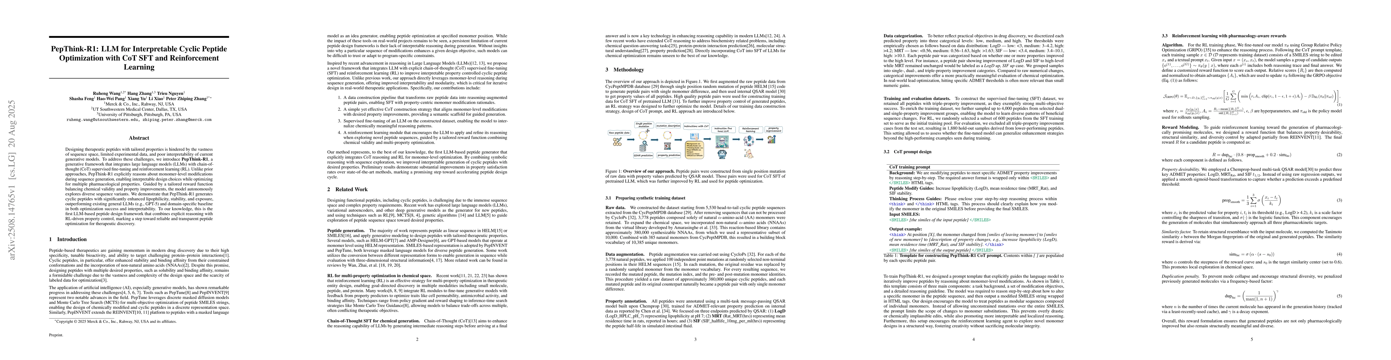 Thumbnail for PepThink-R1: LLM for Interpretable Cyclic Peptide Optimization with CoT
  SFT and Reinforcement Learning