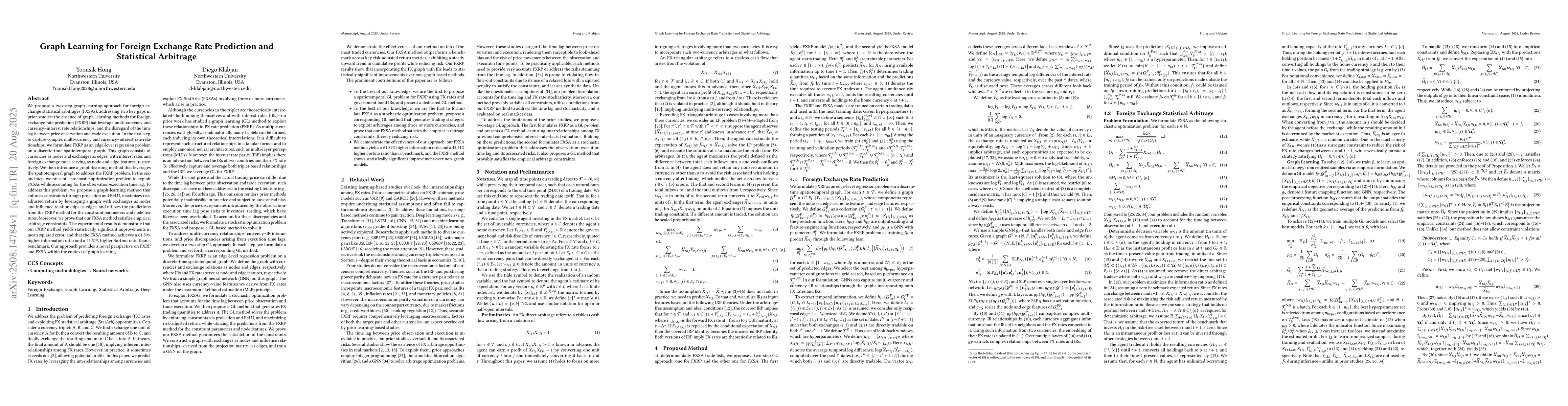 Thumbnail for Graph Learning for Foreign Exchange Rate Prediction and Statistical
  Arbitrage