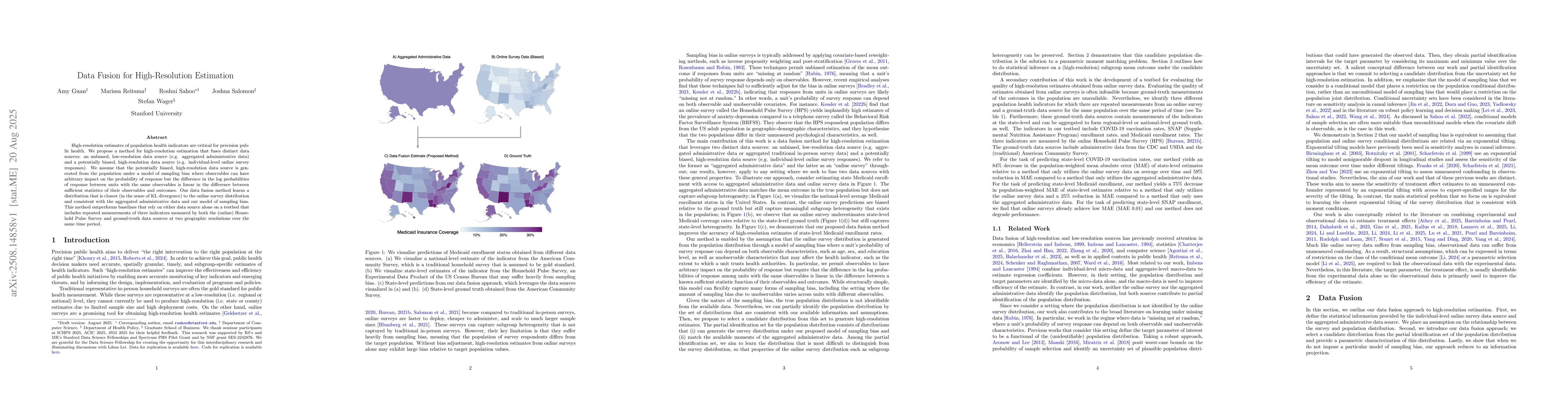 Thumbnail for Data Fusion for High-Resolution Estimation