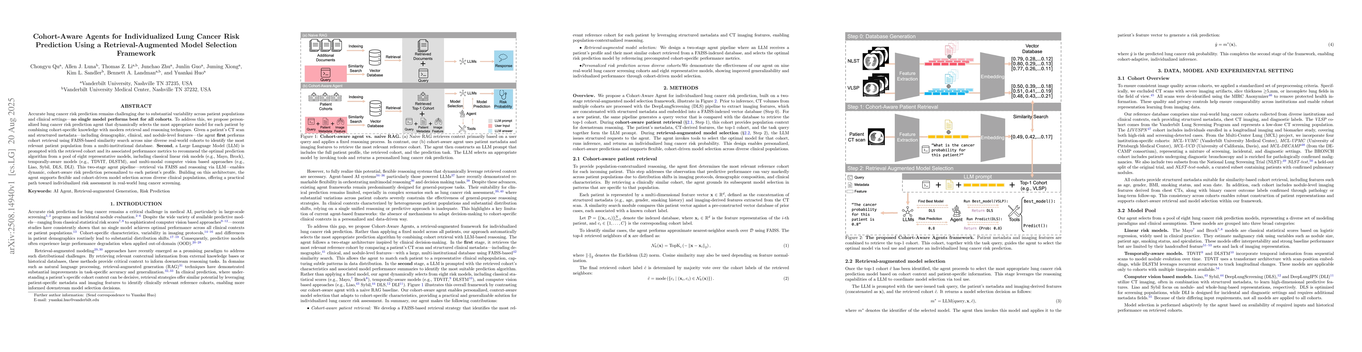 Thumbnail for Cohort-Aware Agents for Individualized Lung Cancer Risk Prediction Using
  a Retrieval-Augmented Model Selection Framework