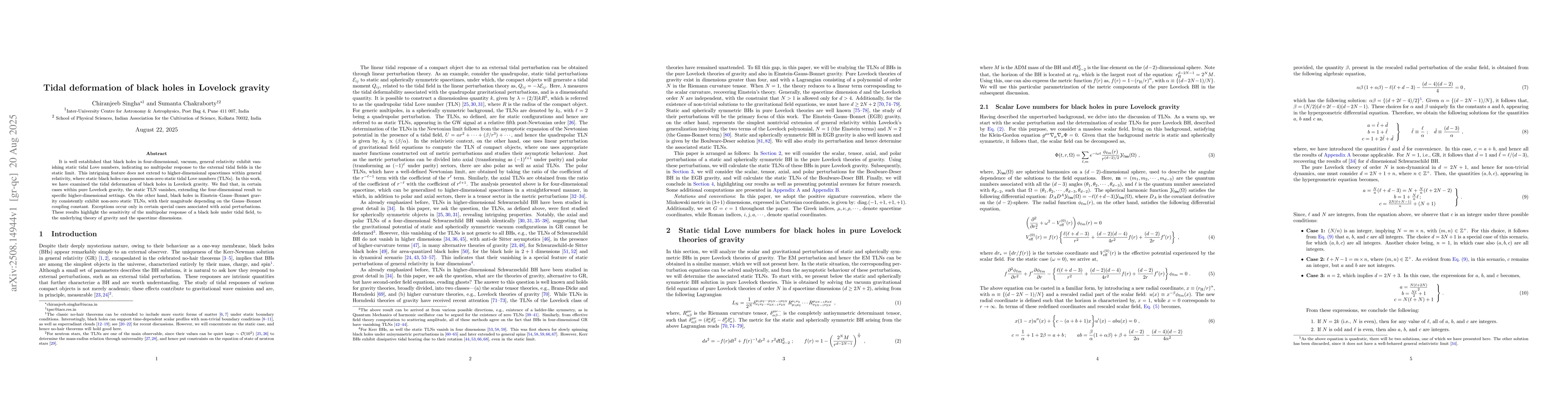 Thumbnail for Tidal deformation of black holes in Lovelock gravity