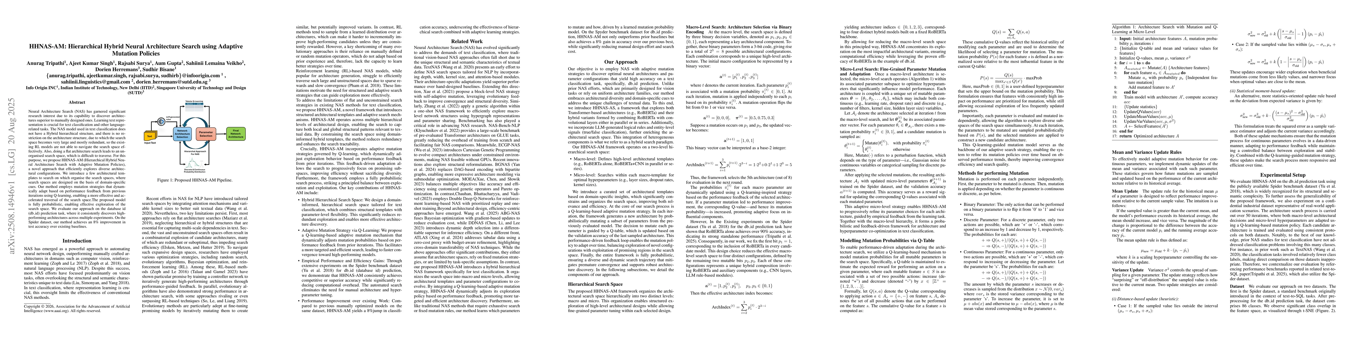 Thumbnail for HHNAS-AM: Hierarchical Hybrid Neural Architecture Search using Adaptive
  Mutation Policies