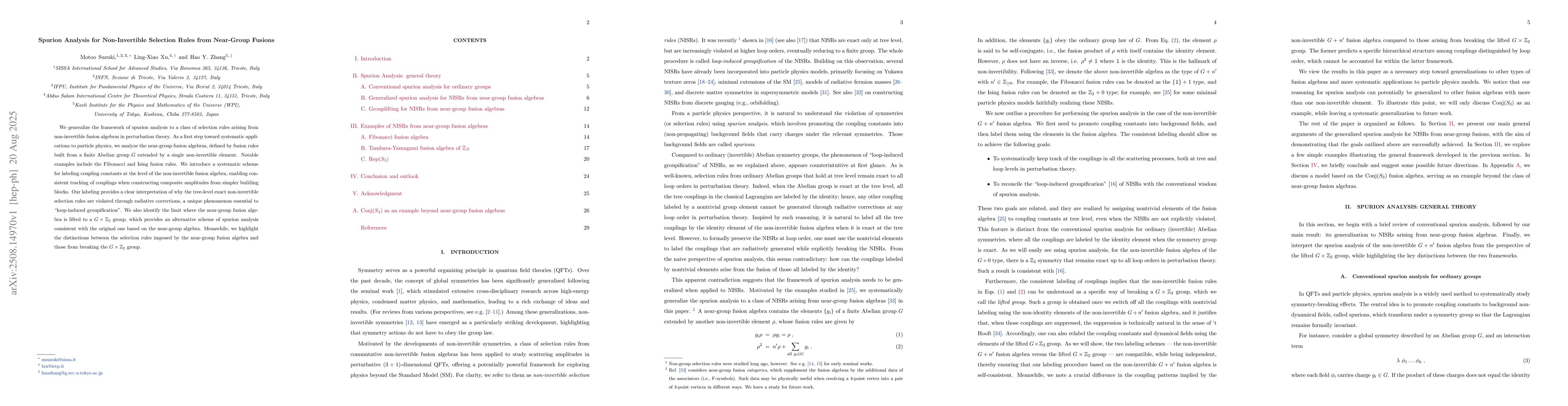 Thumbnail for Spurion Analysis for Non-Invertible Selection Rules from Near-Group
  Fusions