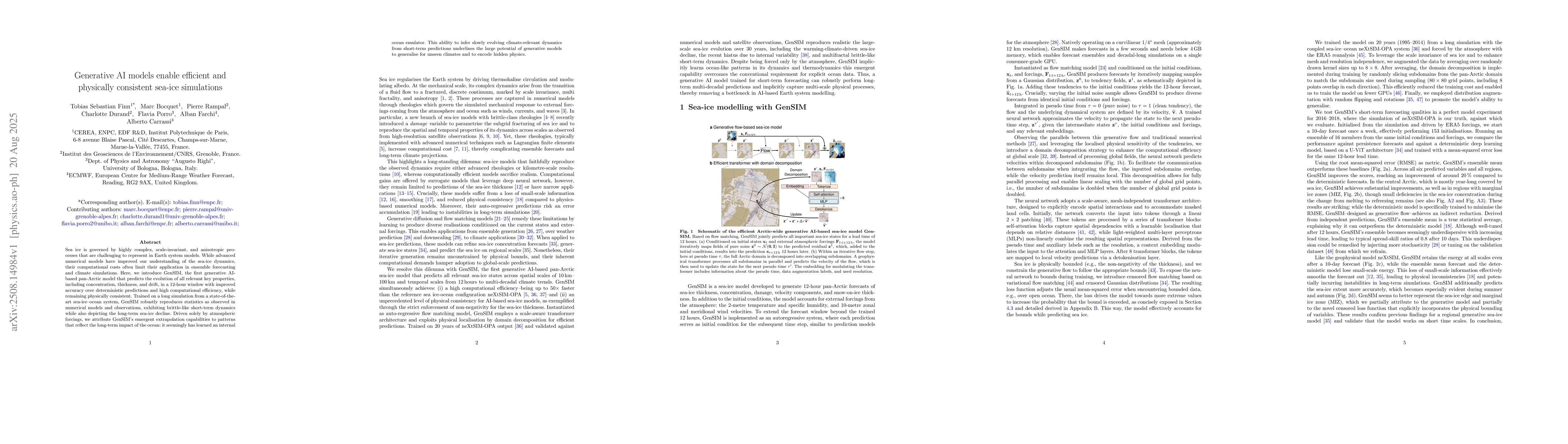 Thumbnail for Generative AI models enable efficient and physically consistent sea-ice
  simulations
