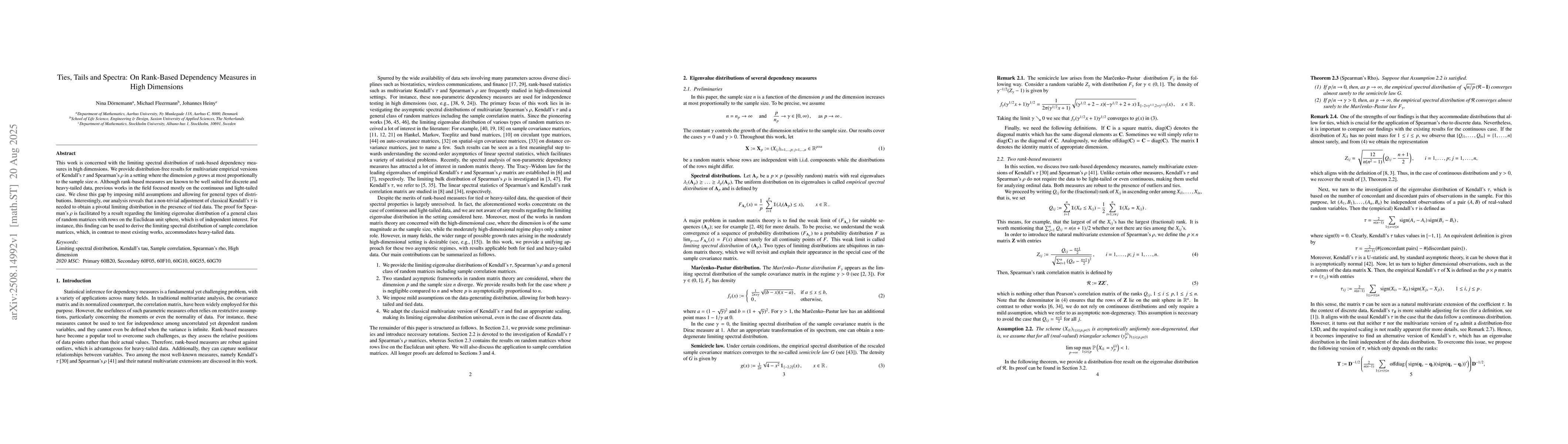 Thumbnail for Ties, Tails and Spectra: On Rank-Based Dependency Measures in High
  Dimensions