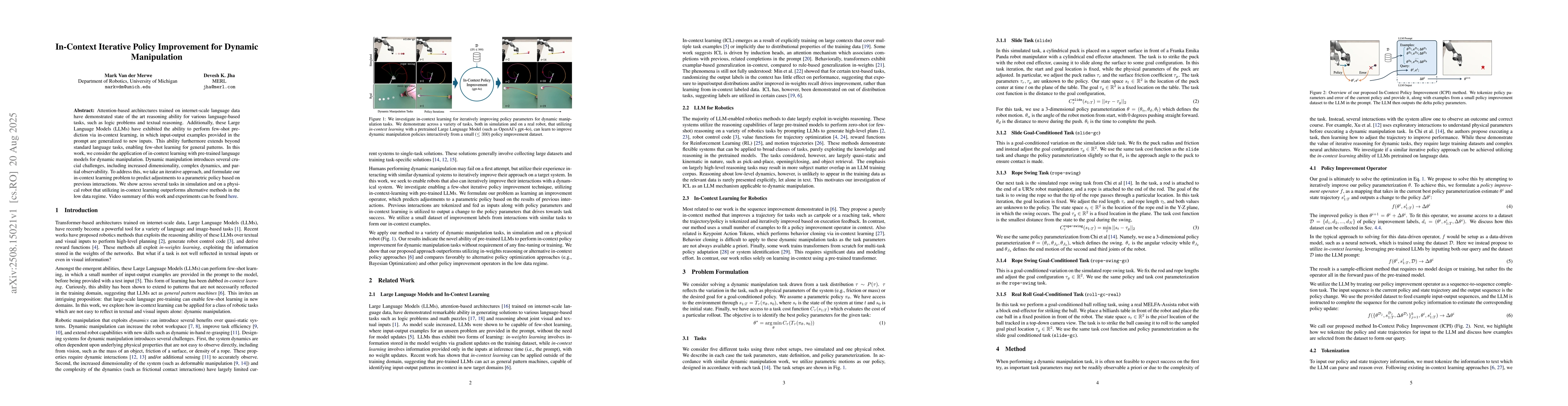 Thumbnail for In-Context Iterative Policy Improvement for Dynamic Manipulation