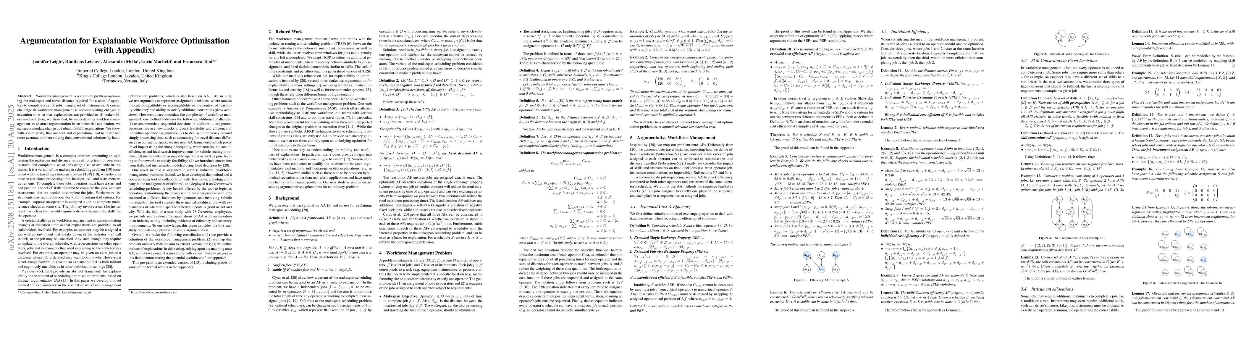 Thumbnail for Argumentation for Explainable Workforce Optimisation (with Appendix)