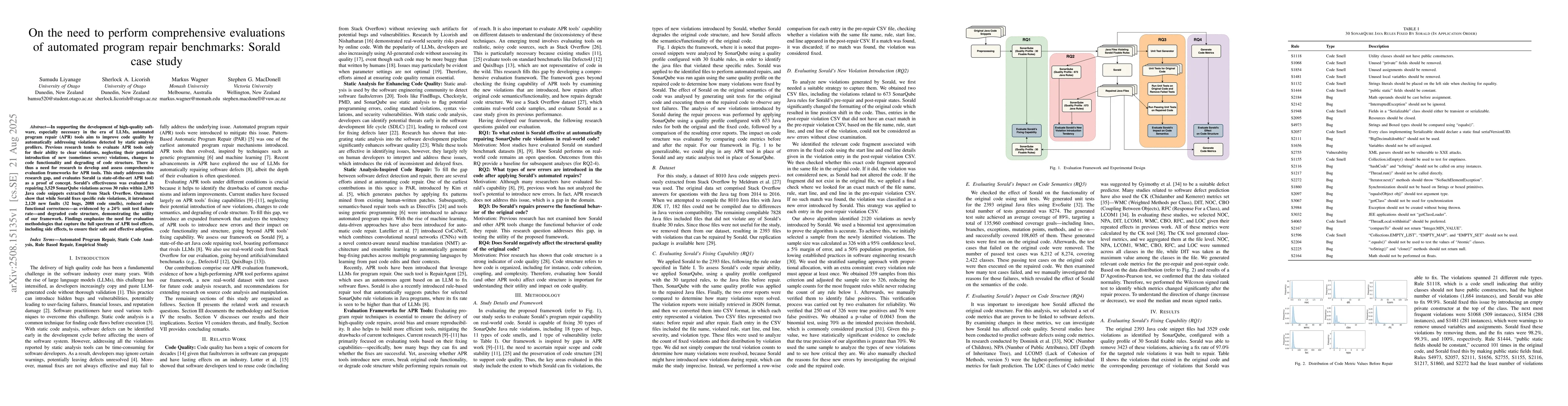 Thumbnail for On the need to perform comprehensive evaluations of automated program
  repair benchmarks: Sorald case study