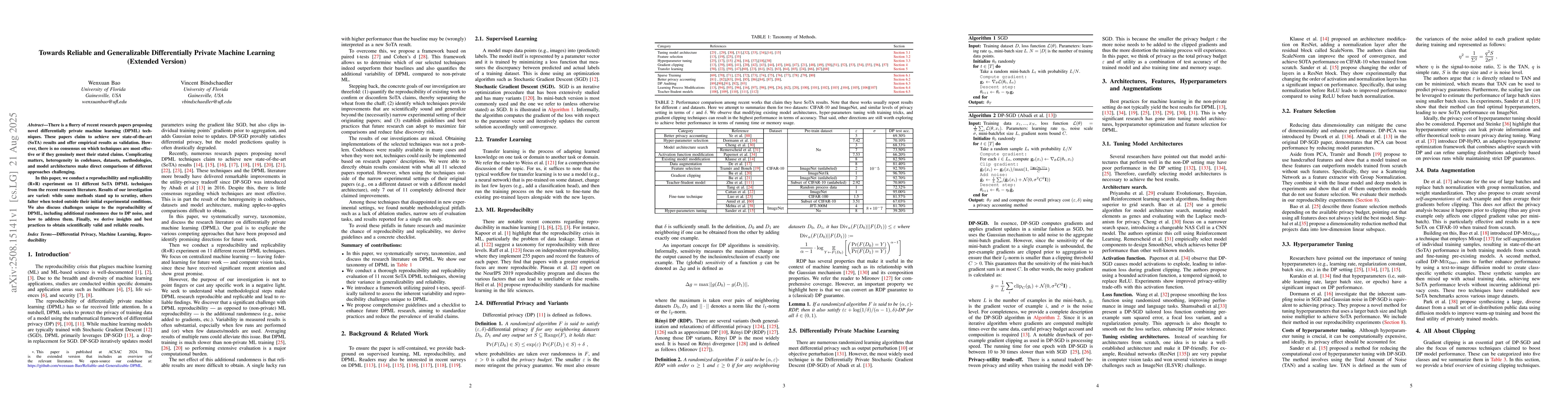 Thumbnail for Towards Reliable and Generalizable Differentially Private Machine
  Learning (Extended Version)