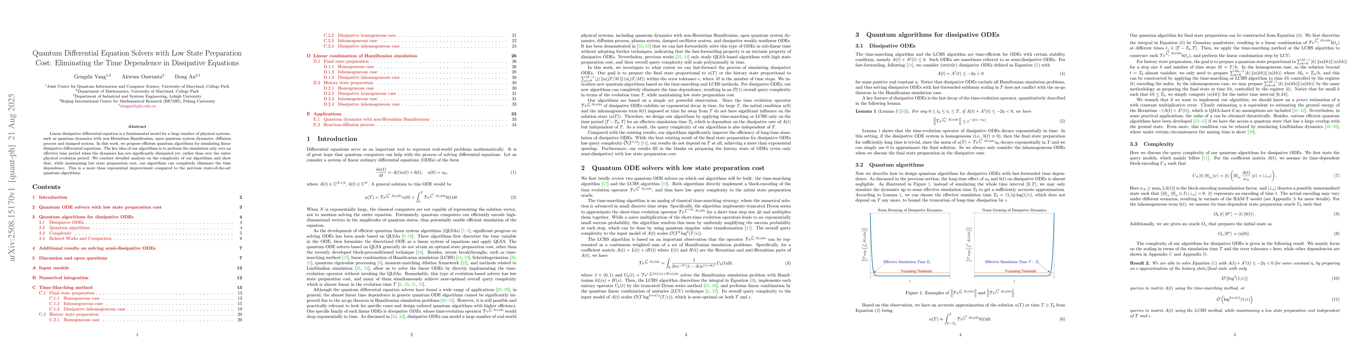 Thumbnail for Quantum Differential Equation Solvers with Low State Preparation Cost:
  Eliminating the Time Dependence in Dissipative Equations