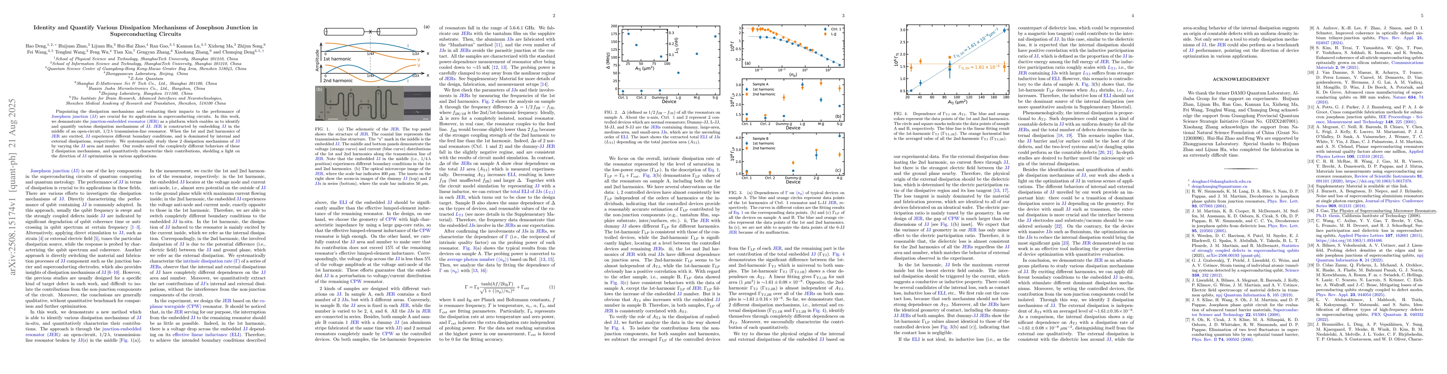 Thumbnail for Identity and Quantify Various Dissipation Mechanisms of Josephson
  Junction in Superconducting Circuits