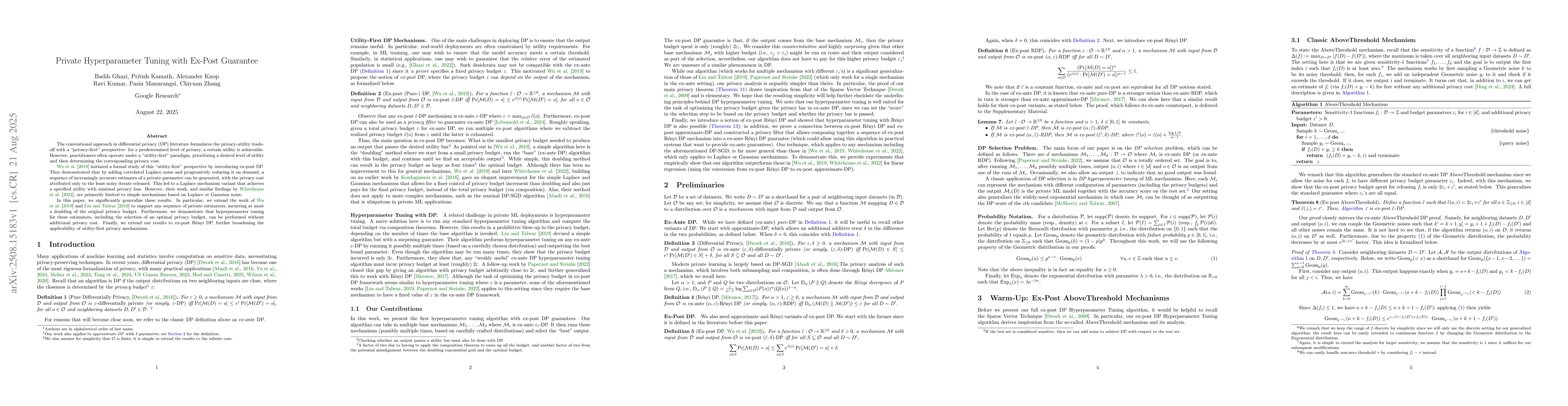 Thumbnail for Private Hyperparameter Tuning with Ex-Post Guarantee