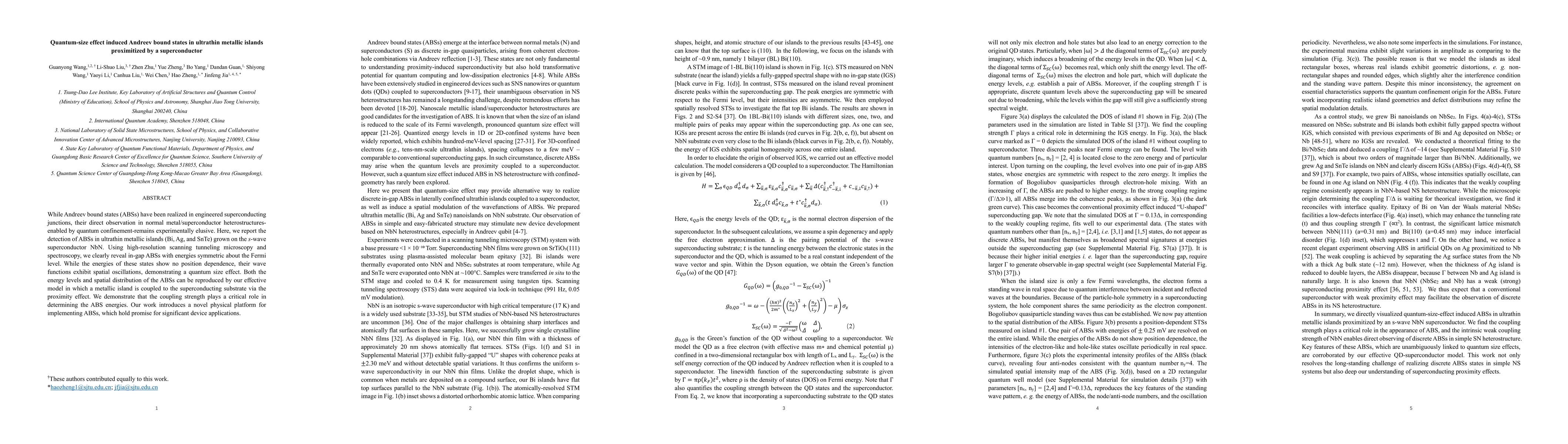 Thumbnail for Quantum-size effect induced Andreev bound states in ultrathin metallic
  islands proximitized by a superconductor