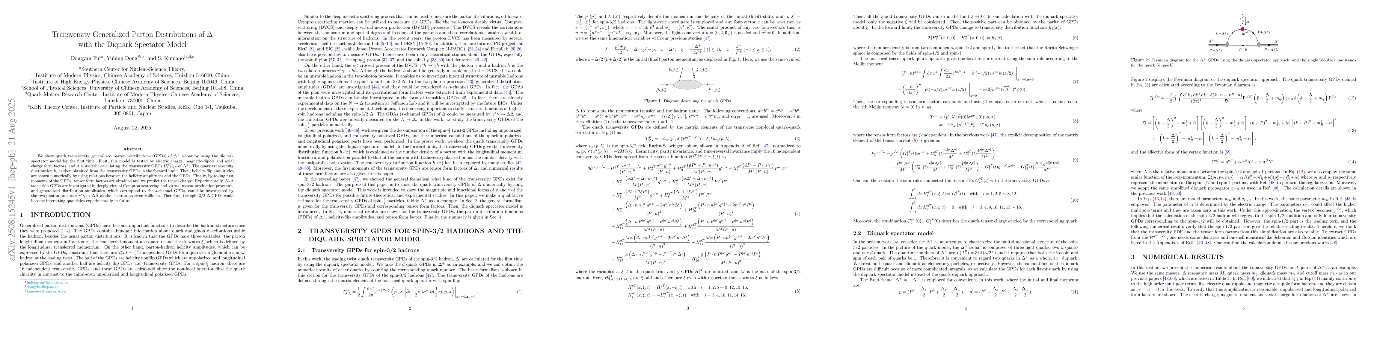 Thumbnail for Transversity Generalized Parton Distributions of $Δ$ with the
  Diquark Spectator Model