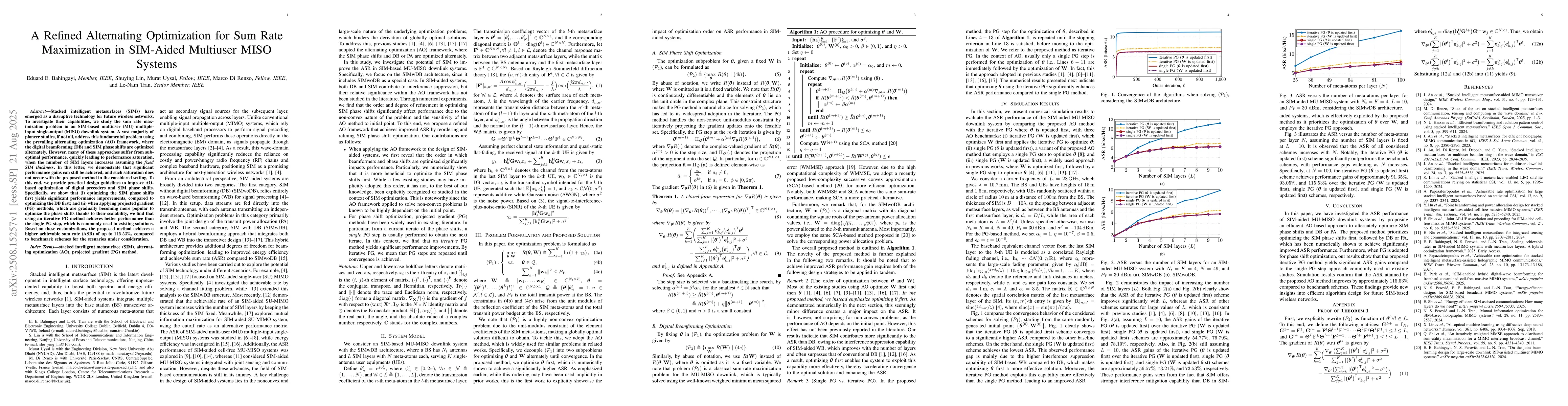 Thumbnail for A Refined Alternating Optimization for Sum Rate Maximization in
  SIM-Aided Multiuser MISO Systems