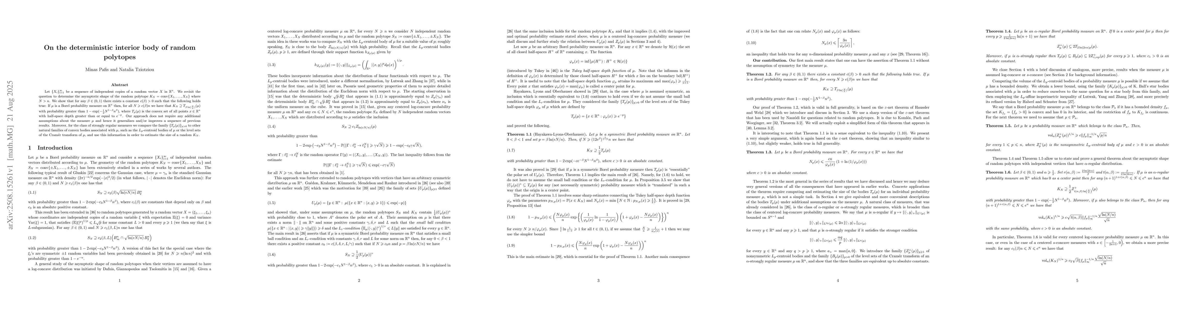 Thumbnail for On the deterministic interior body of random polytopes