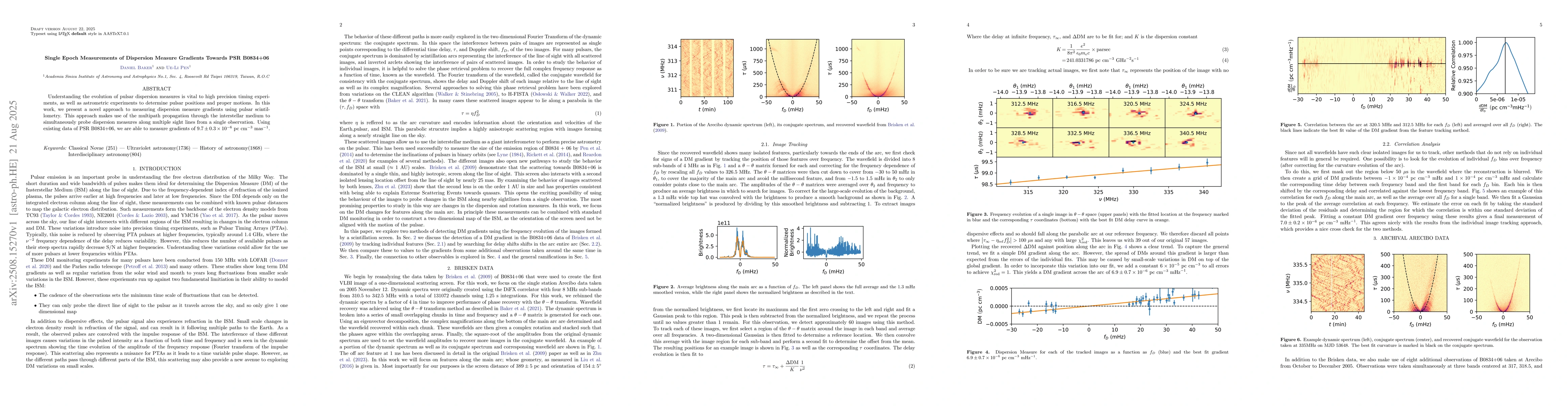 Thumbnail for Single Epoch Measurements of Dispersion Measure Gradients Towards PSR
  B0834+06