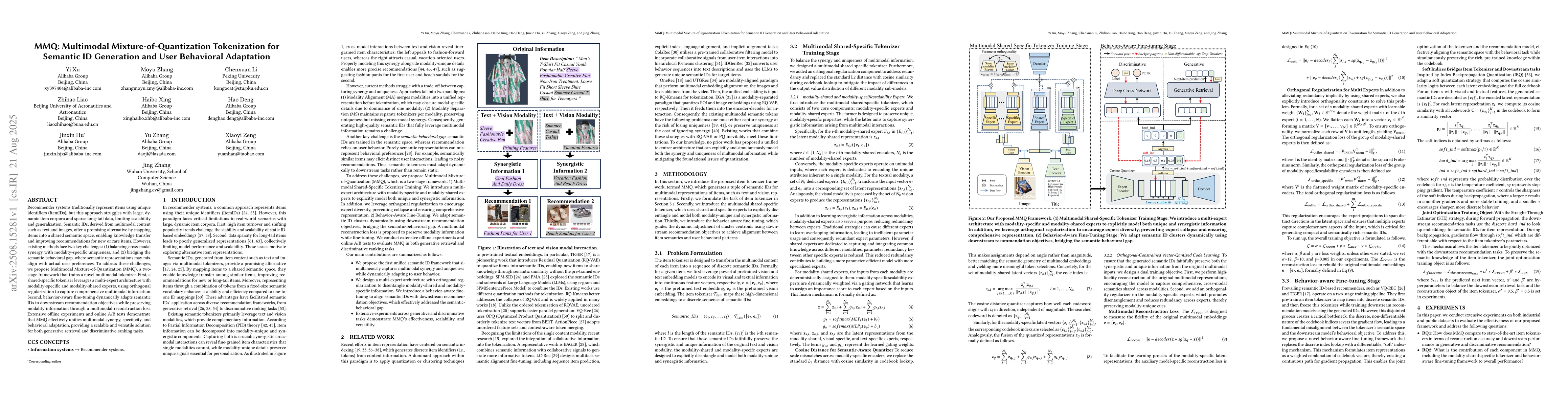 Thumbnail for MMQ: Multimodal Mixture-of-Quantization Tokenization for Semantic ID
  Generation and User Behavioral Adaptation