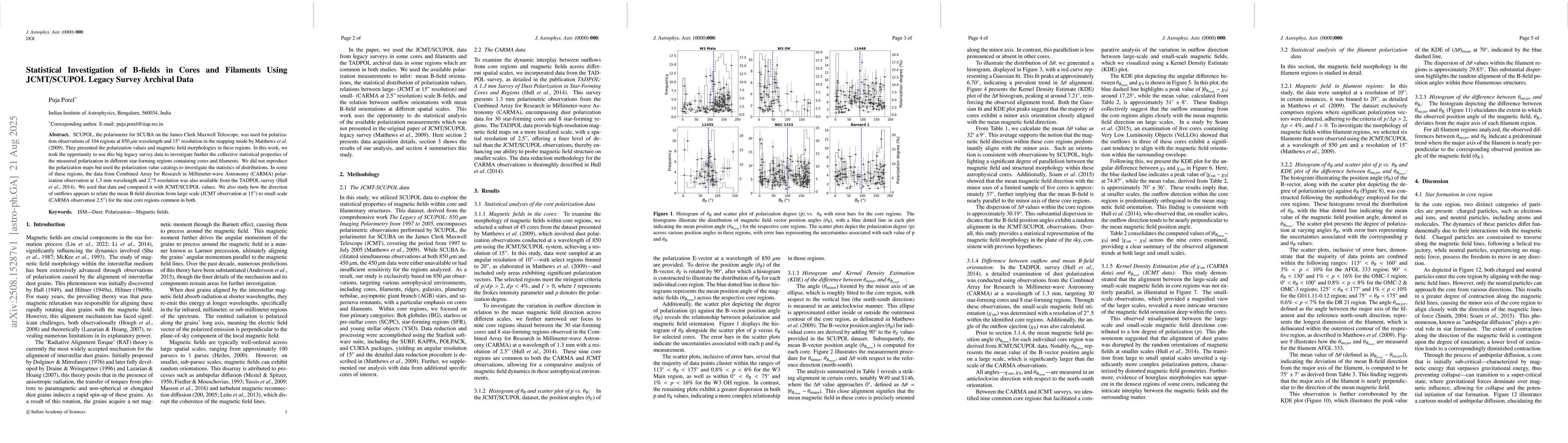 Thumbnail for Statistical Investigation of B-fields in Cores and Filaments Using
  JCMT/SCUPOL Legacy Survey Archival Data