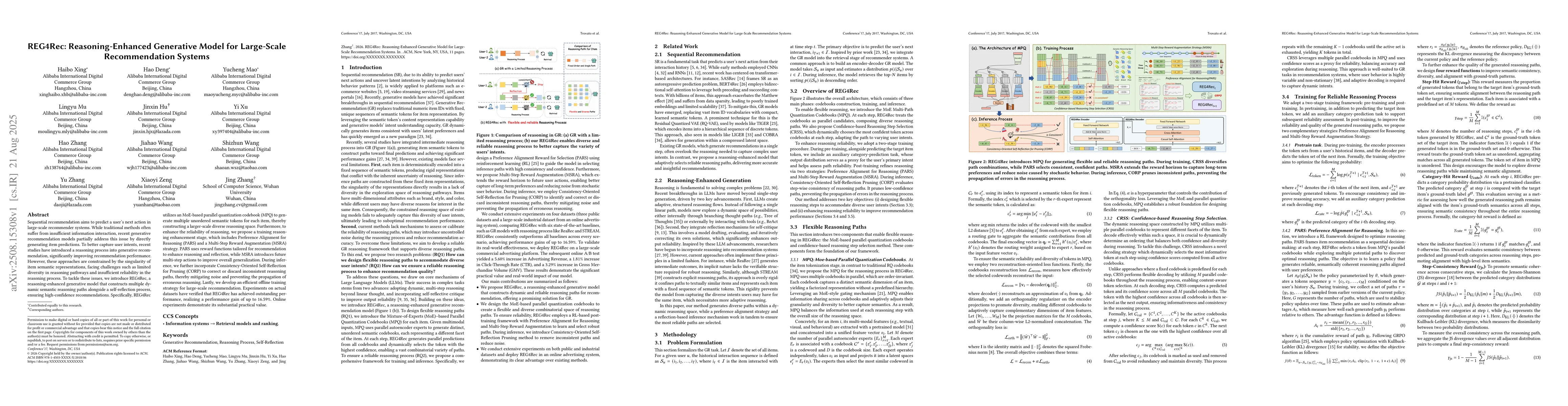 Thumbnail for REG4Rec: Reasoning-Enhanced Generative Model for Large-Scale
  Recommendation Systems