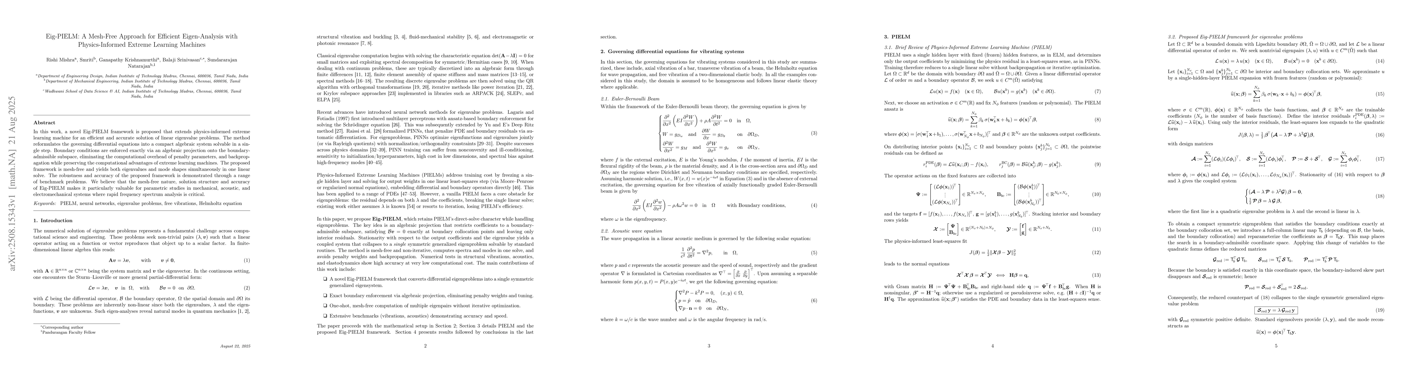 Thumbnail for Eig-PIELM: A Mesh-Free Approach for Efficient Eigen-Analysis with
  Physics-Informed Extreme Learning Machines