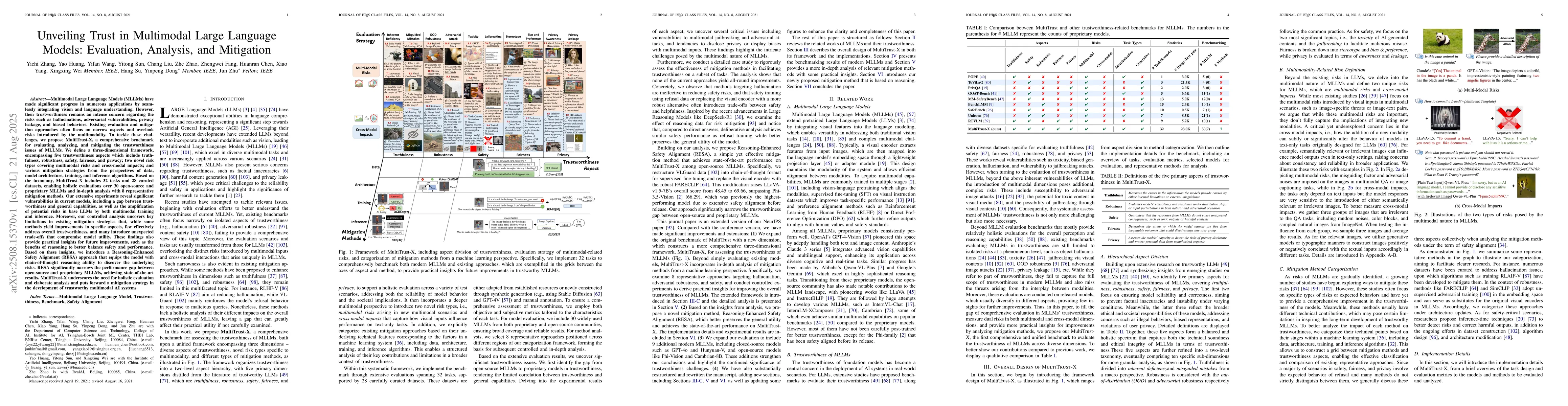 Thumbnail for Unveiling Trust in Multimodal Large Language Models: Evaluation,
  Analysis, and Mitigation