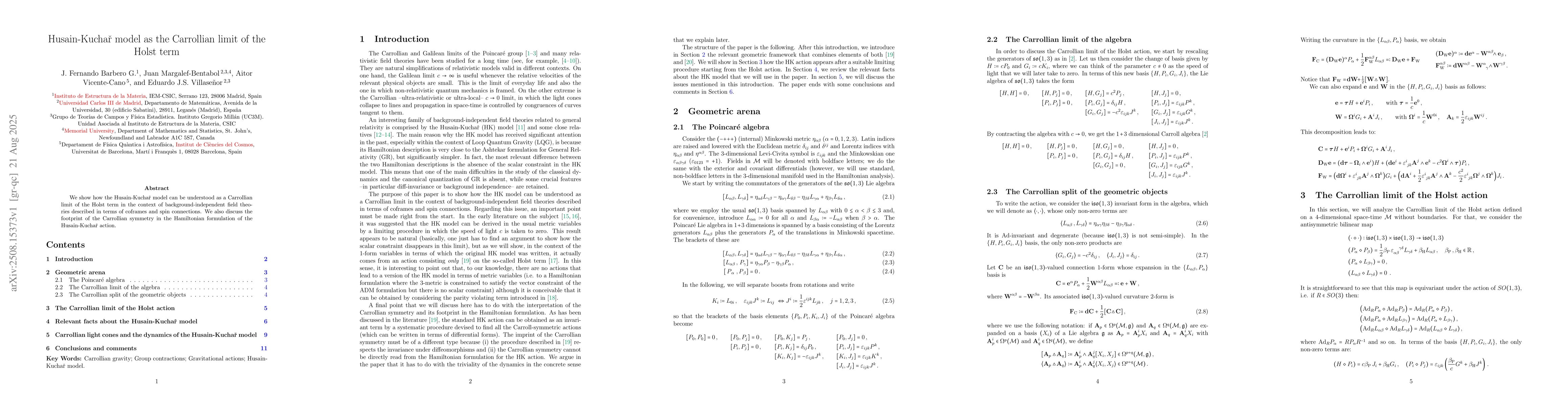 Thumbnail for Husain-Kuchař model as the Carrollian limit of the Holst term