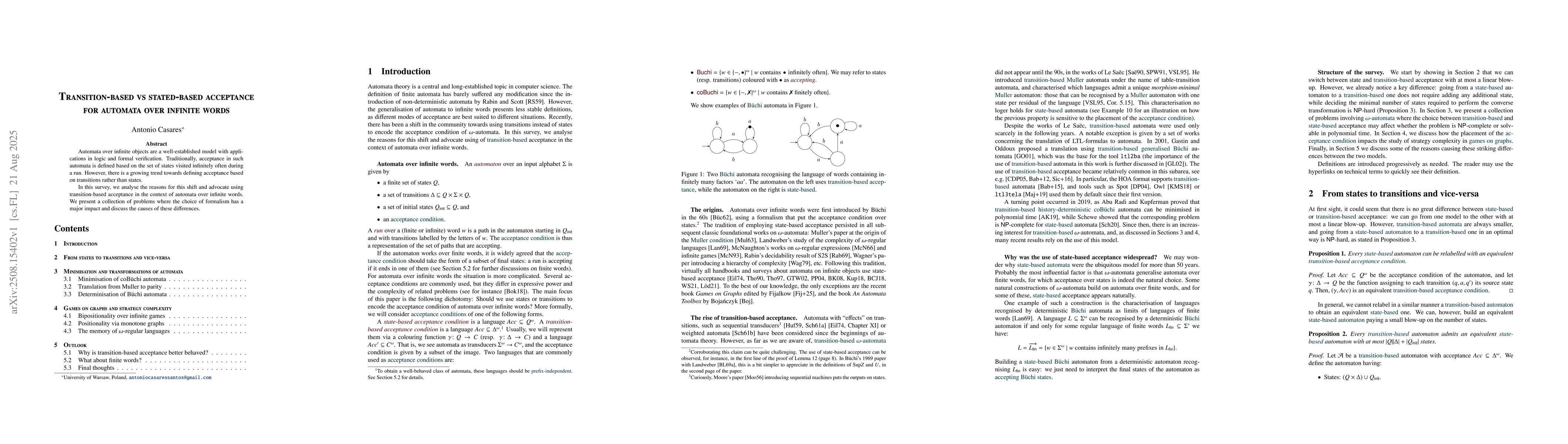 Thumbnail for Transition-based vs stated-based acceptance for automata over infinite
  words