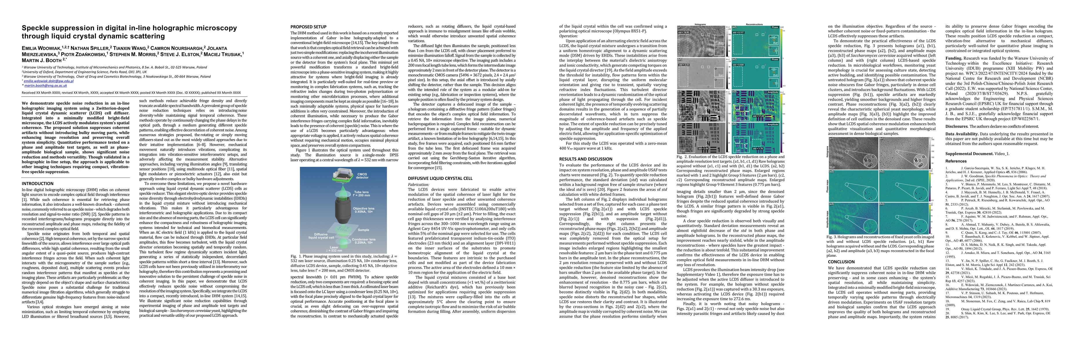 Thumbnail for Speckle suppression in digital in-line holographic microscopy through
  liquid crystal dynamic scattering