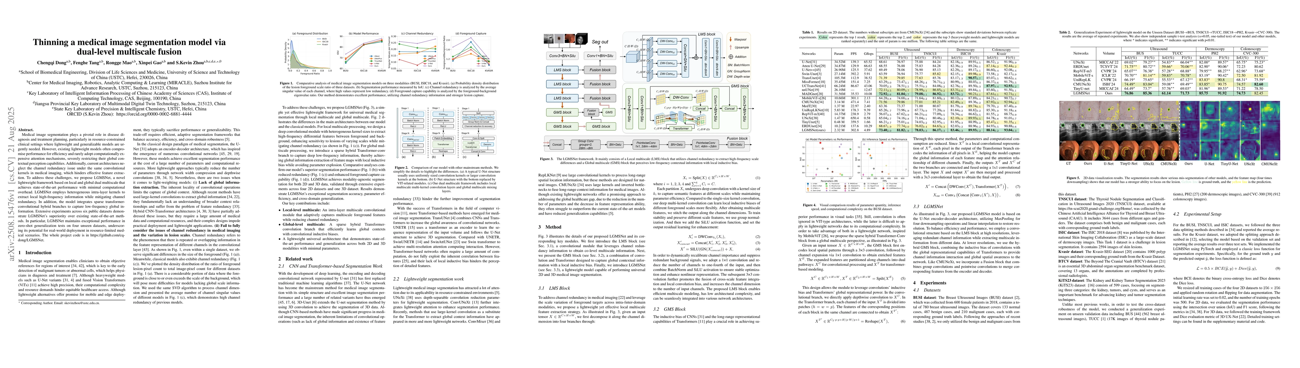 Thumbnail for LGMSNet: Thinning a medical image segmentation model via dual-level
  multiscale fusion