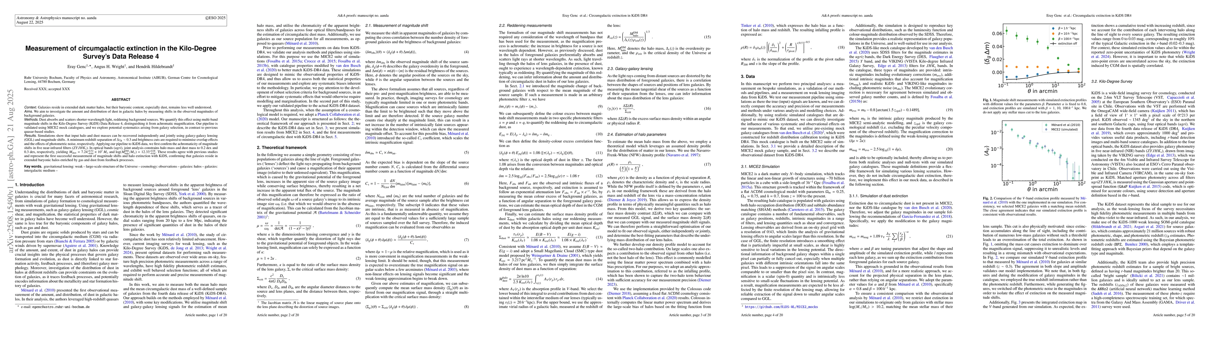 Thumbnail for Measurement of circumgalactic extinction in the Kilo-Degree Survey's
  Data Release 4