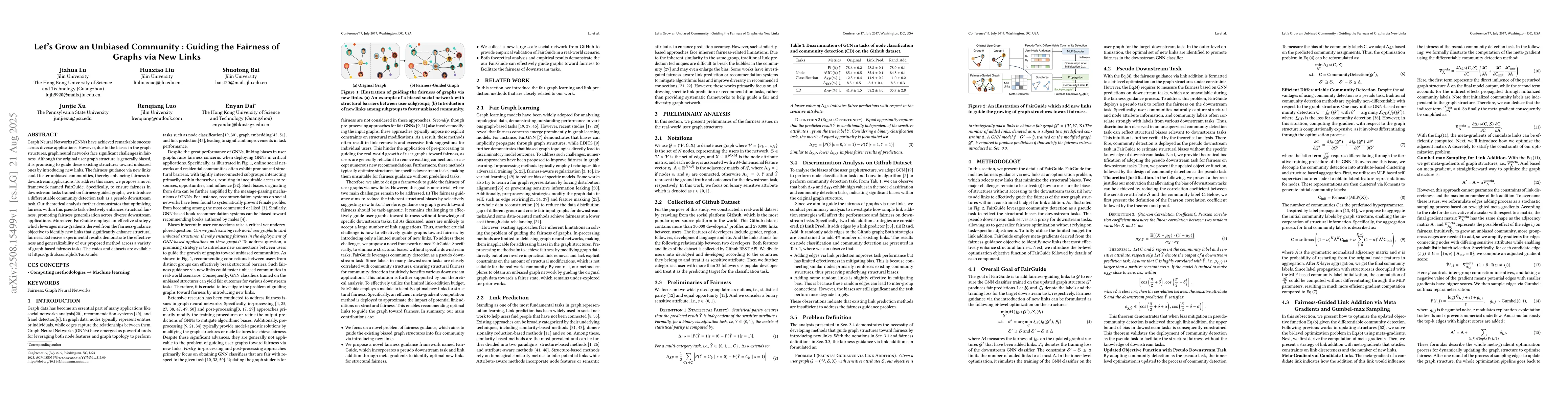 Thumbnail for Let's Grow an Unbiased Community: Guiding the Fairness of Graphs via New
  Links