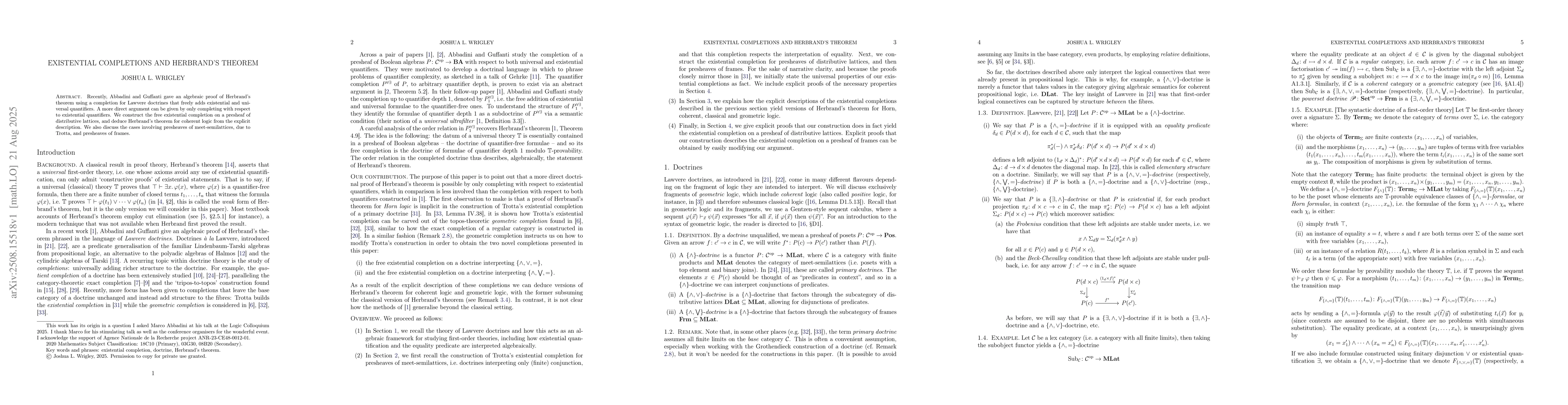 Thumbnail for Existential completions and Herbrand's theorem