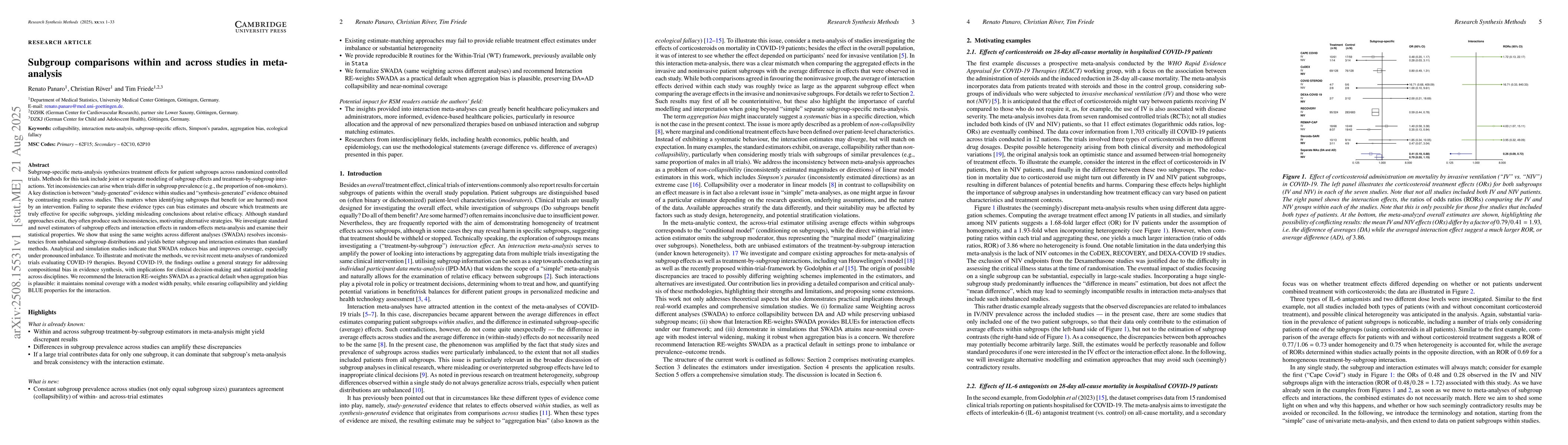 Thumbnail for Subgroup comparisons within and across studies in meta-analysis