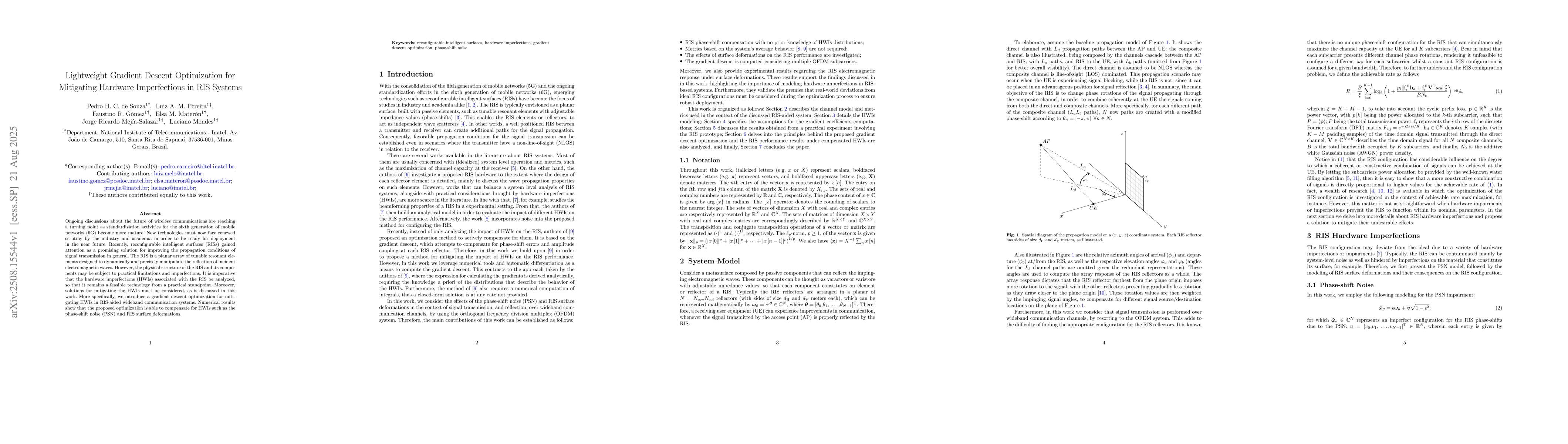 Thumbnail for Lightweight Gradient Descent Optimization for Mitigating Hardware
  Imperfections in RIS Systems