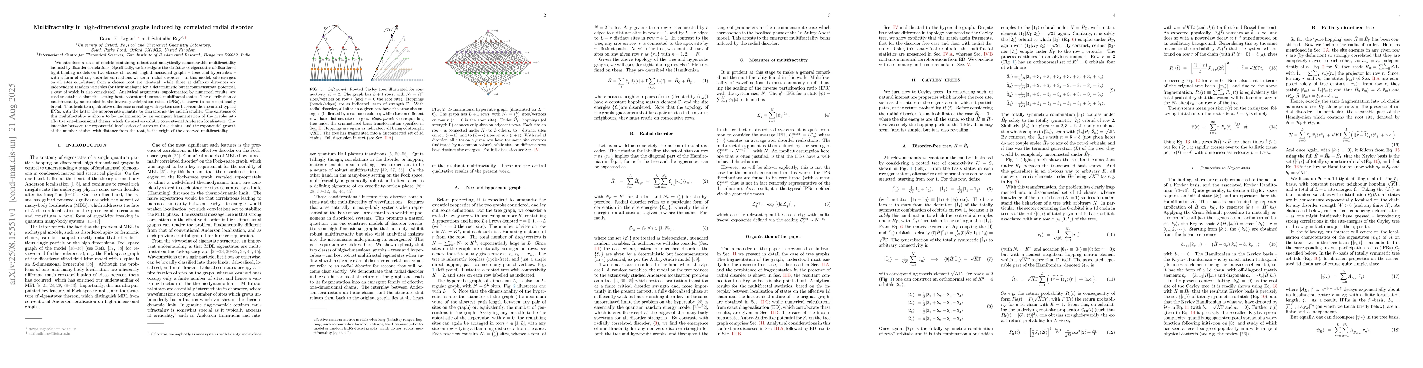 Thumbnail for Multifractality in high-dimensional graphs induced by correlated radial
  disorder