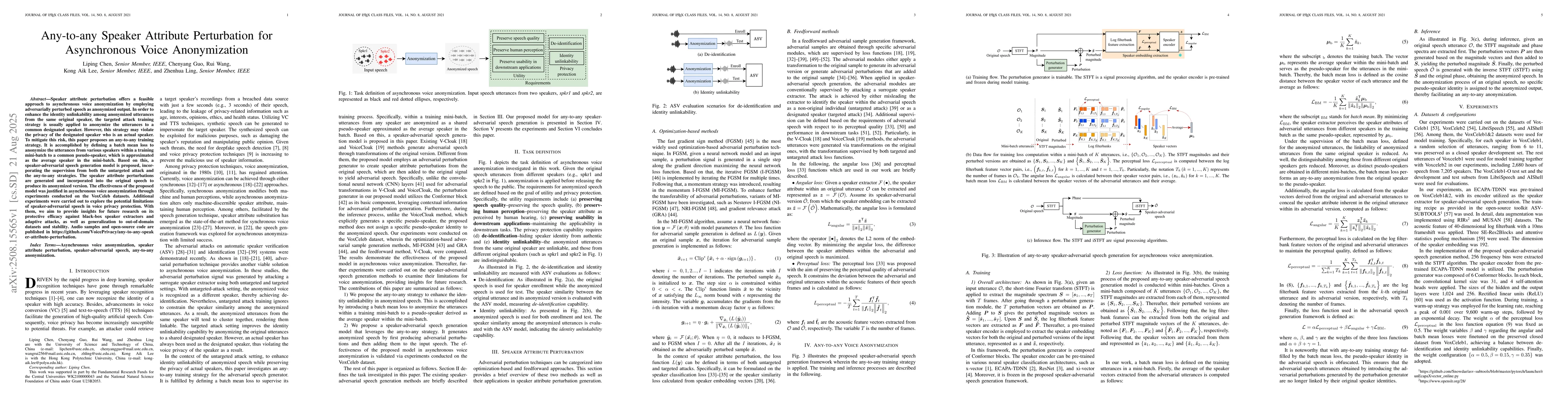 Thumbnail for Any-to-any Speaker Attribute Perturbation for Asynchronous Voice
  Anonymization