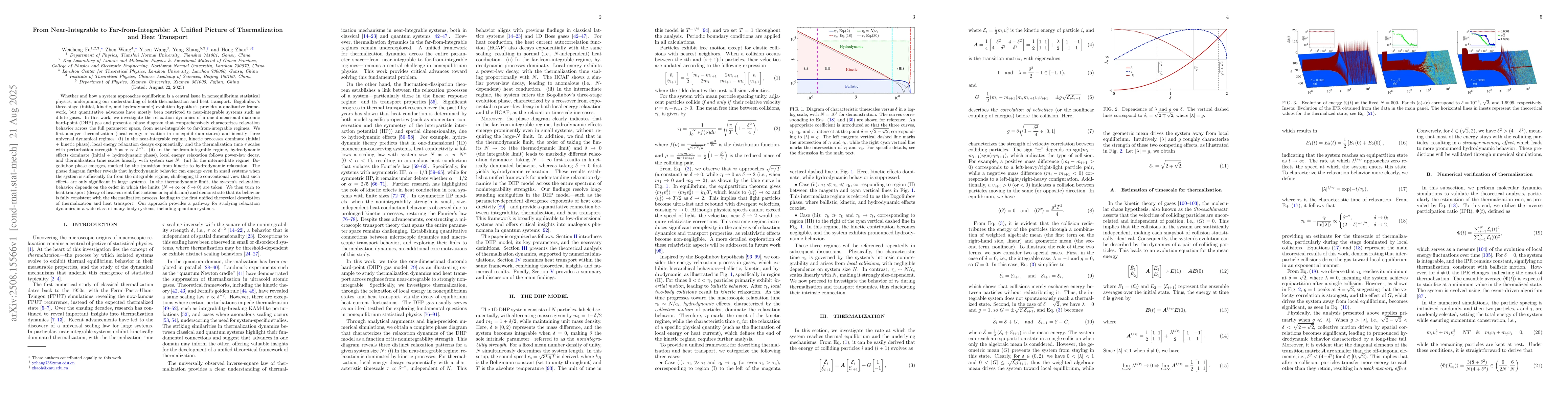 Thumbnail for From Near-Integrable to Far-from-Integrable: A Unified Picture of
  Thermalization and Heat Transport
