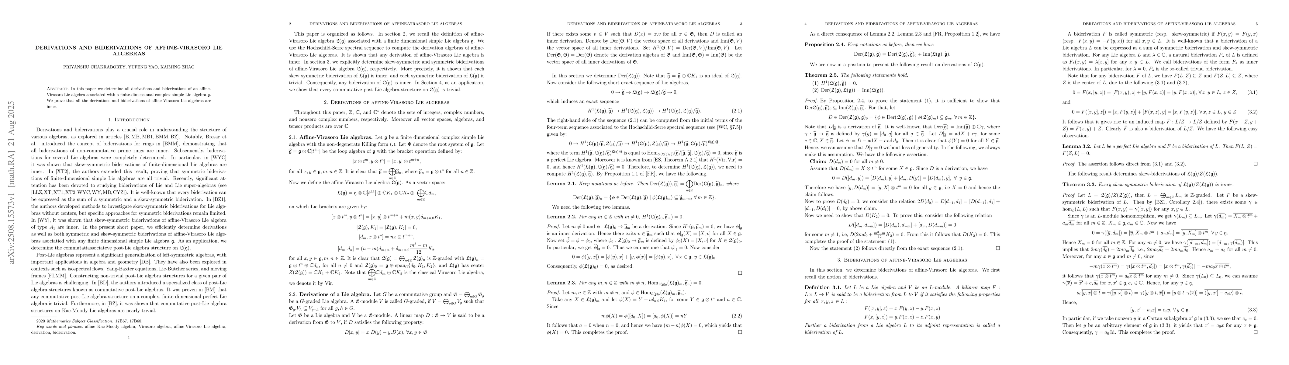 Thumbnail for Derivations and Biderivations of affine-Virasoro Lie algebras