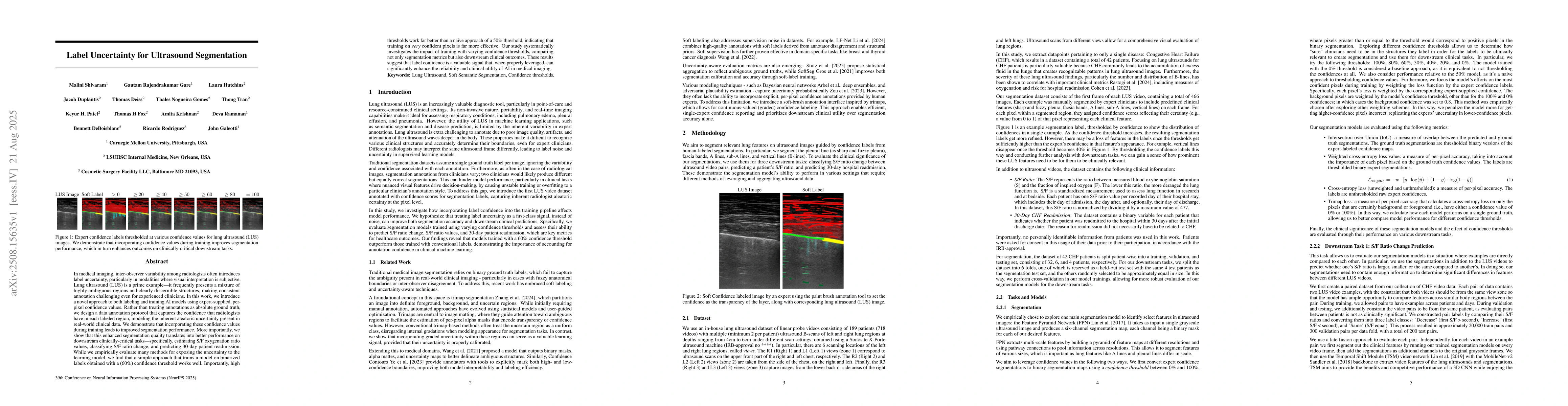 Thumbnail for Label Uncertainty for Ultrasound Segmentation