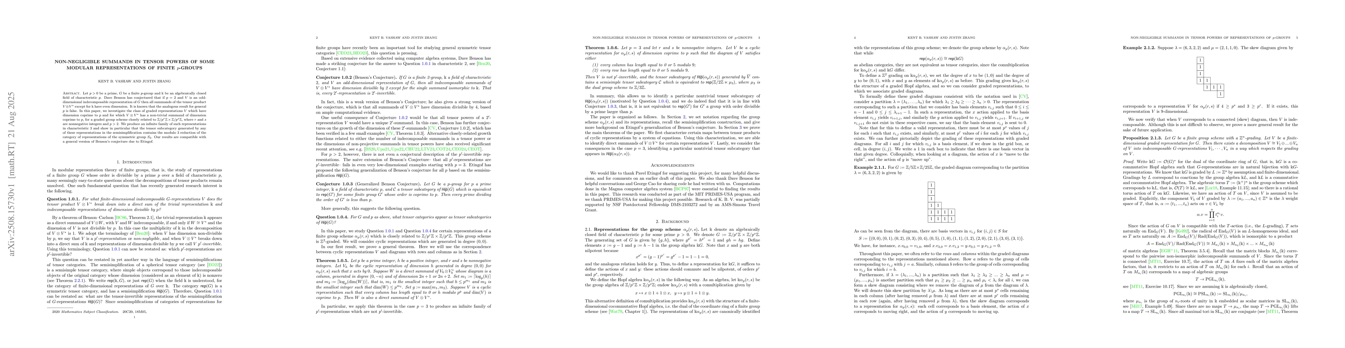 Thumbnail for Non-negligible summands in tensor powers of some modular representations
  of finite $p$-groups