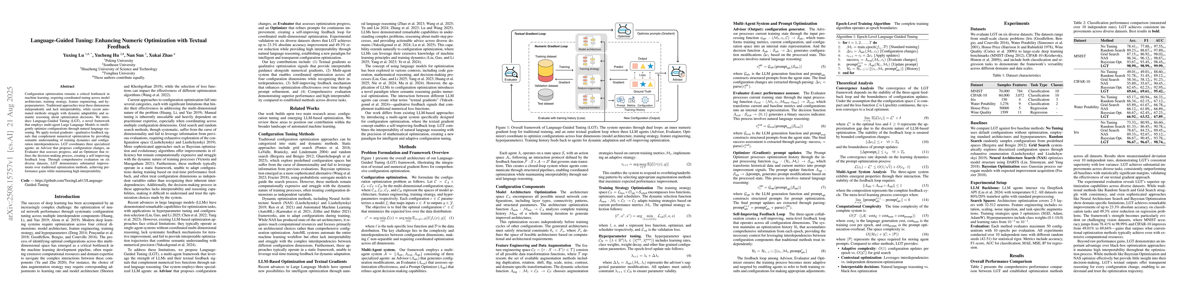 Thumbnail for Language-Guided Tuning: Enhancing Numeric Optimization with Textual
  Feedback