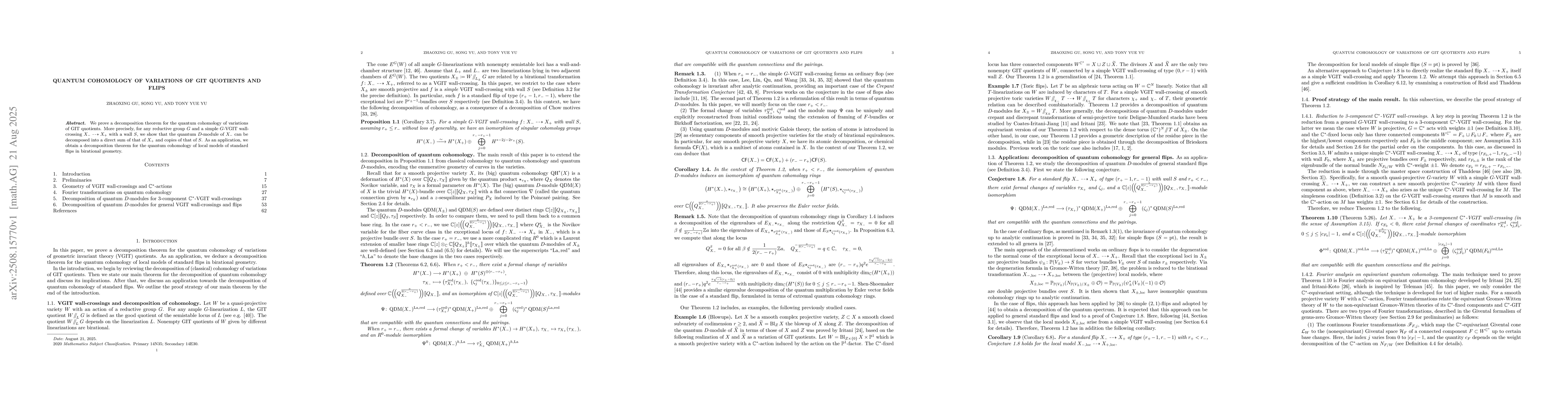 Thumbnail for Quantum cohomology of variations of GIT quotients and flips