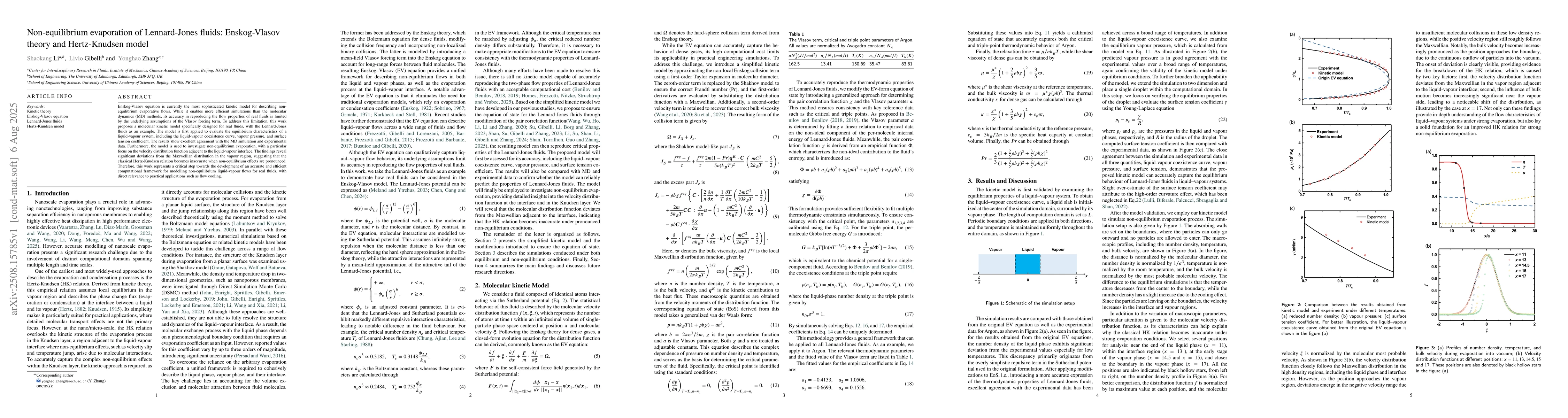 Thumbnail for Non-equilibrium evaporation of Lennard-Jones fluids: Enskog-Vlasov
  theory and Hertz-Knudsen model