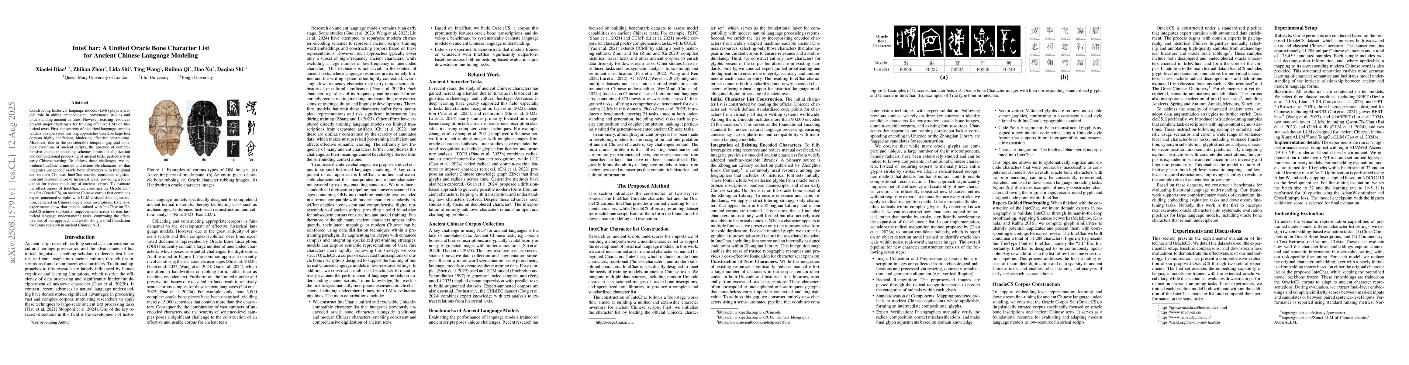Thumbnail for InteChar: A Unified Oracle Bone Character List for Ancient Chinese
  Language Modeling