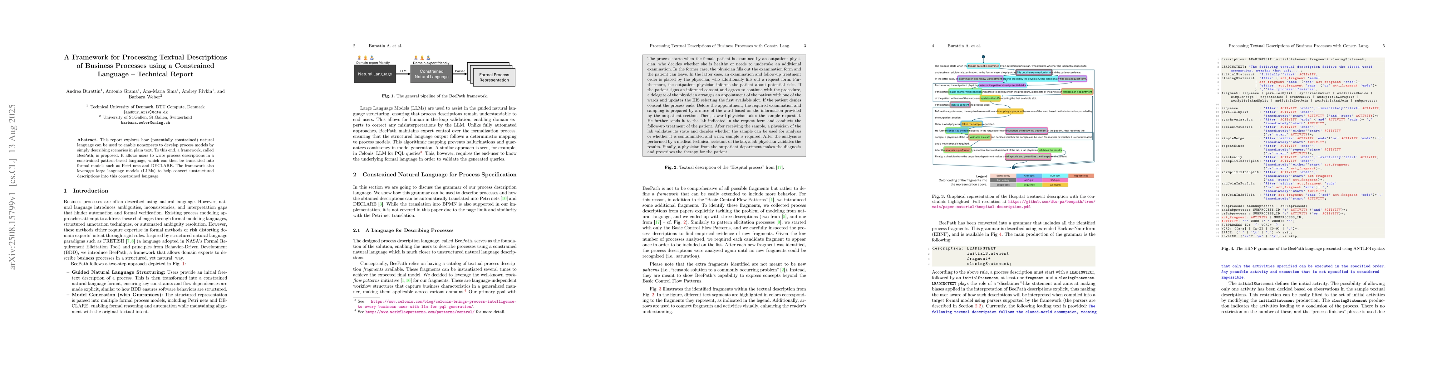 Thumbnail for A Framework for Processing Textual Descriptions of Business Processes
  using a Constrained Language -- Technical Report