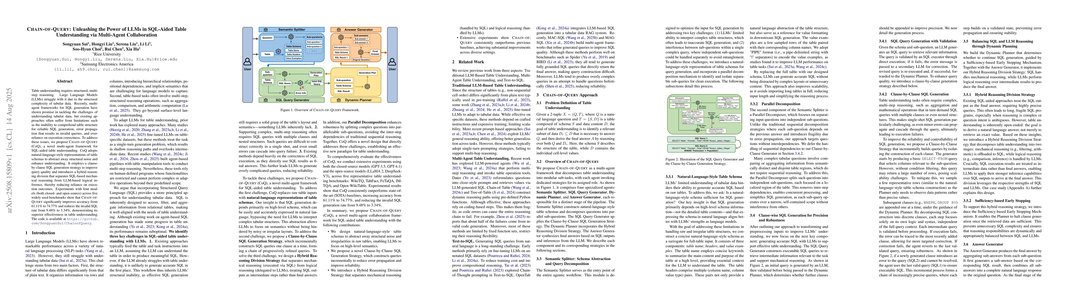 Thumbnail for Chain-of-Query: Unleashing the Power of LLMs in SQL-Aided Table
  Understanding via Multi-Agent Collaboration