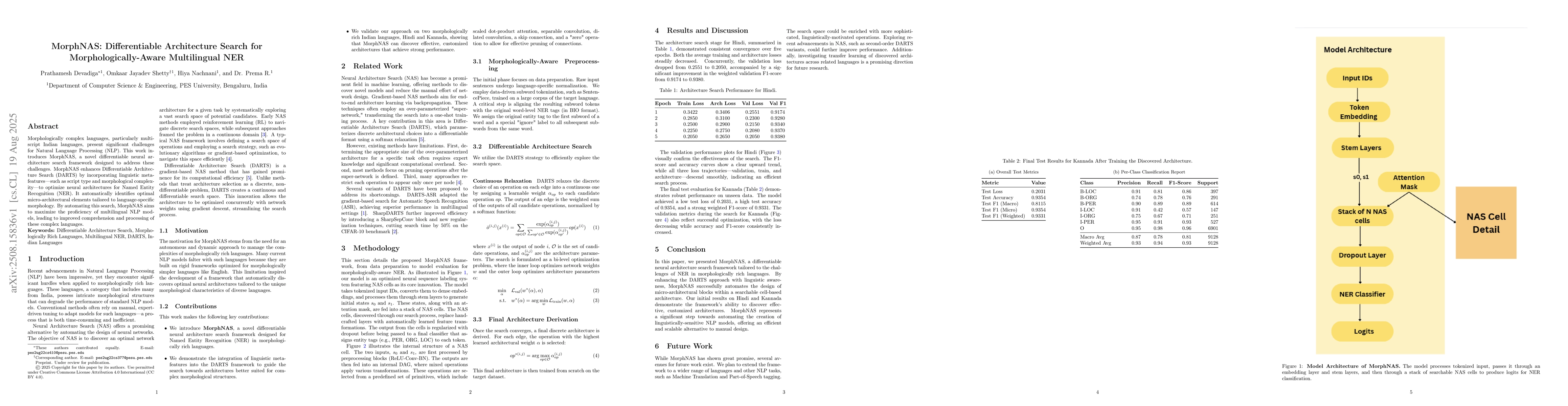 Thumbnail for MorphNAS: Differentiable Architecture Search for Morphologically-Aware
  Multilingual NER