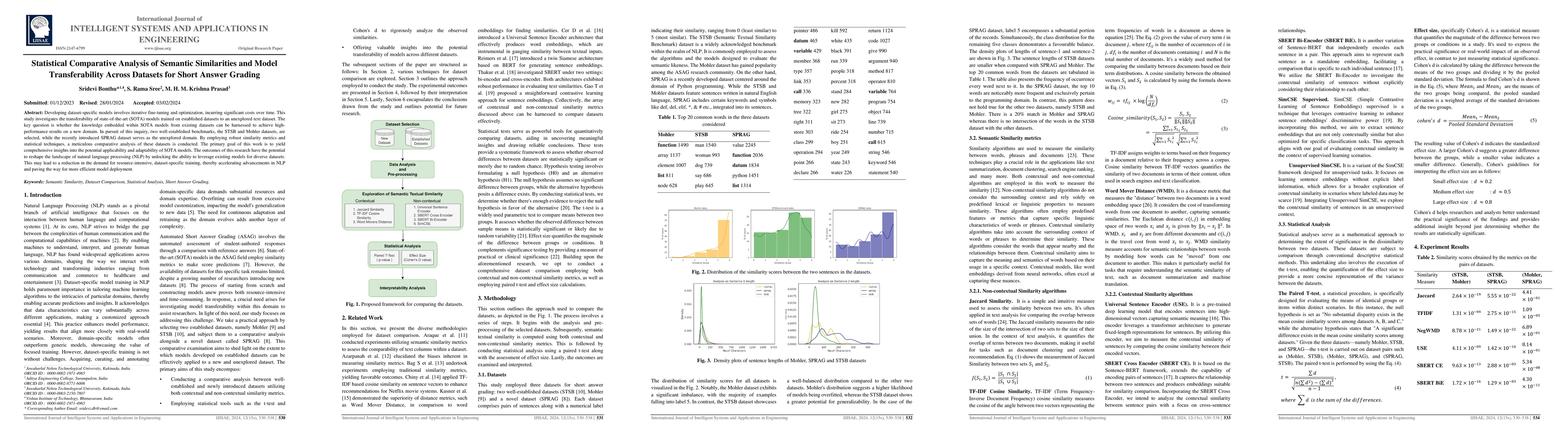 Thumbnail for Statistical Comparative Analysis of Semantic Similarities and Model
  Transferability Across Datasets for Short Answer Grading