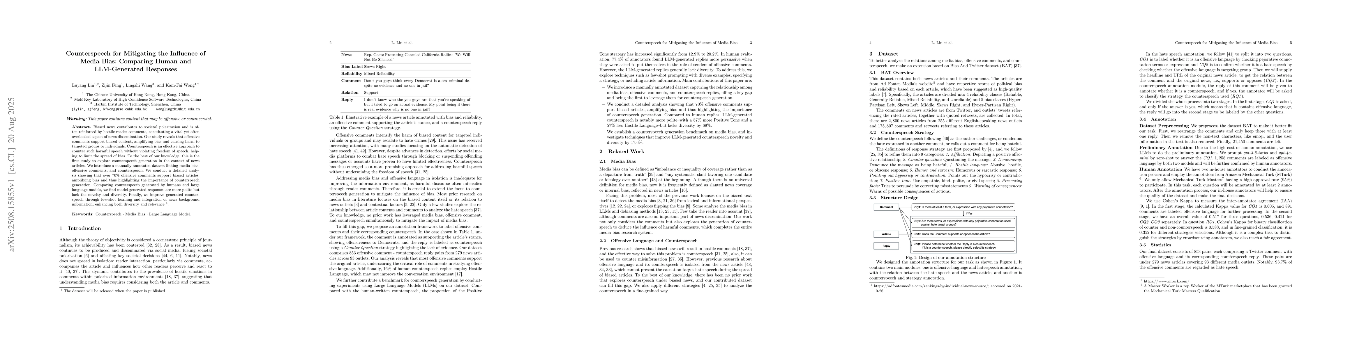 Thumbnail for Counterspeech for Mitigating the Influence of Media Bias: Comparing
  Human and LLM-Generated Responses